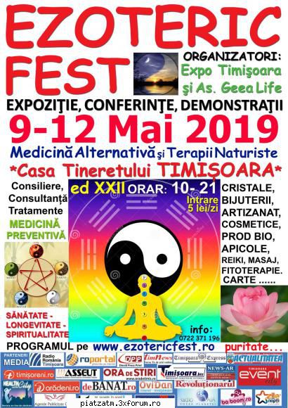 Expozitie Conferinte EzotericFest 9 -12 Mai 2019 ed.XXII Timisoara - Vă invităm la - Diverse!
