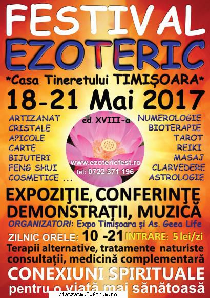 Inscrieri Festival Ezoteric 18-21 Mai 2017 ed XVIII Expozitie Conferin - Au inceput �NSCRIERILE - Diverse!